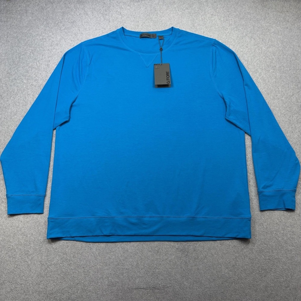 G/FORE Luxe Crewneck Mid Layer Pullover Men XXL Blue Long Sleeve Performance